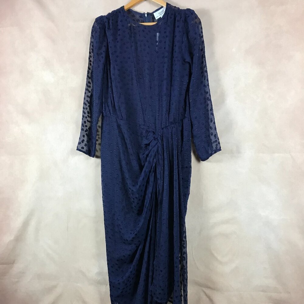Blue Polka Dot Illusion Maxi Dress NWT M - Picture 3 of 15